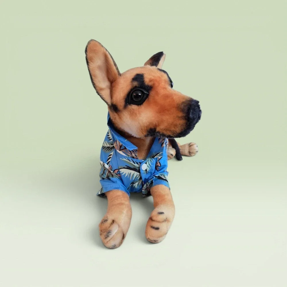 Blue Tropical Pineapple Hibiscus Print Pet Dog Shirt Small Hawaiian Aloha